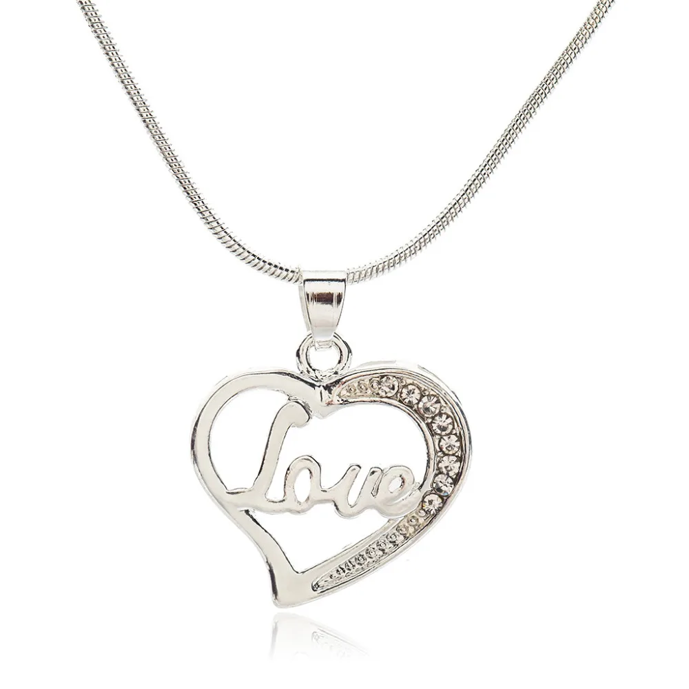 Ожерелье женское серебряное в форме сердца с кристаллами 10 шт./лот|charm choker|heart