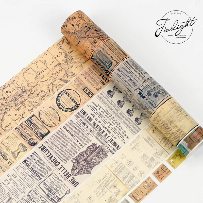 

Old Paper Vintage Wide Washi Tape 8M Long Stickers Scrapbooking DIY Decorative Tape Da Vinci Draft Masking Tape Stationery
