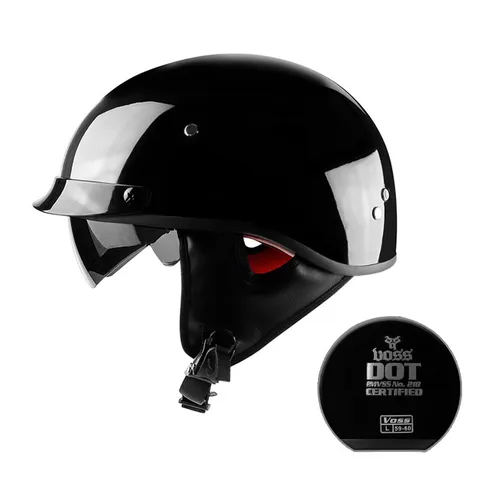 Мотоциклетный шлем в винтажном стиле, мотоциклетный шлем с открытым лицом, в горошек, в стиле ретро, черного цвета