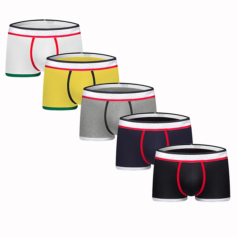 5 шт./партия сексуальные мужские трусы боксеры хлопковые Cueca дышащие Однотонные