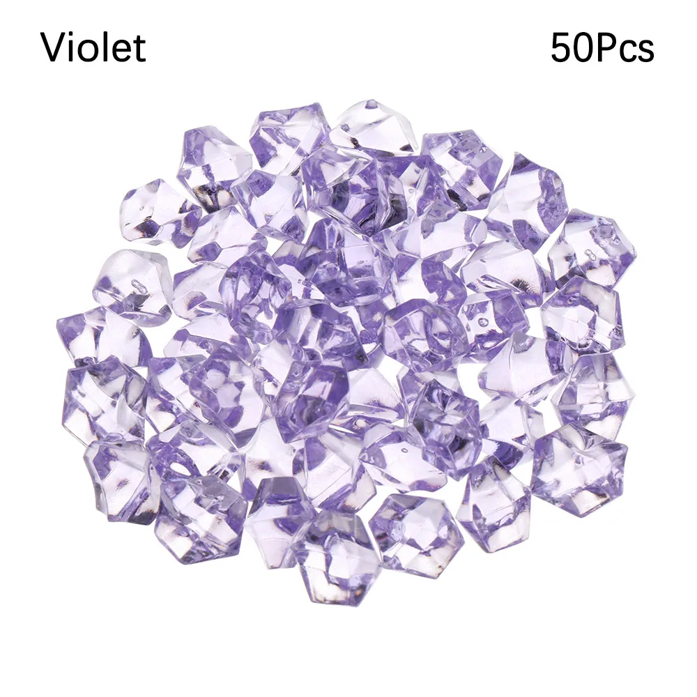 violet 50 шт./пакет красочные 1,4*1,1 см наполнителя вазы галька аквариум акриловые камни с украшением в виде кристаллов кубики льда декор аквариума дома орнамент поставщик - Цвет: violet