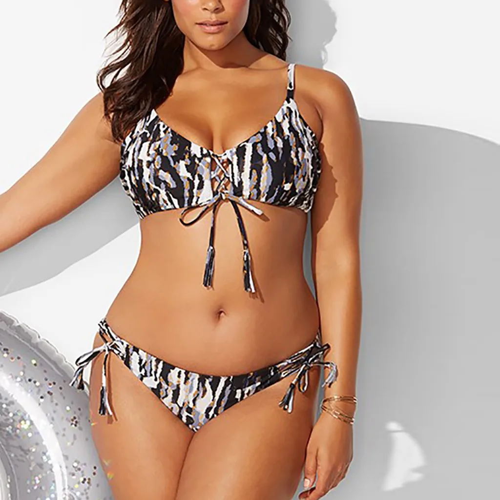 Женский купальник бикини SAGACE с открытой спиной и принтом крест накрест