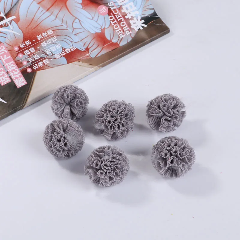 012 Gray 24 шт./лот 25 мм кружева Марля Эластичный цветок мяч DIY ручной работы плюшевый помпон подвеска-сетка для волос на голову свадебное платье аксессуары для шитья - Цвет: 012 Gray