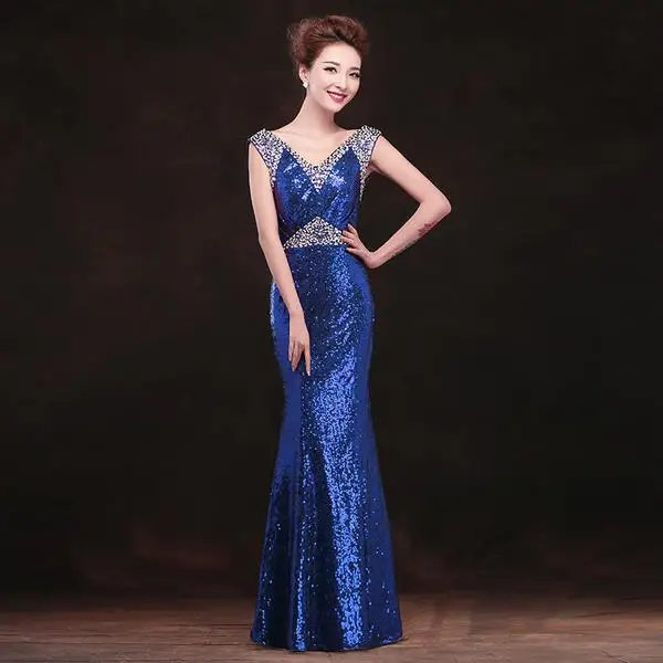 На Складе 2016 Дешевые Зеленый Русалка Вечерние Платья Блестками Кружева V