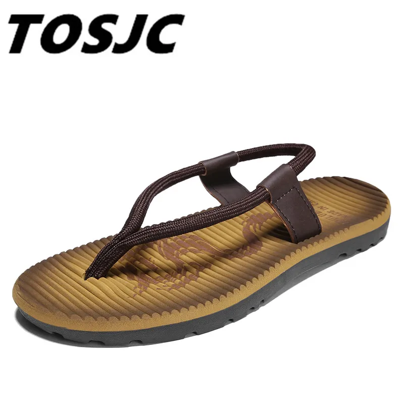 TOSJC/2018 мужские вьетнамки на плоской подошве кожаные шлепанцы сандалии