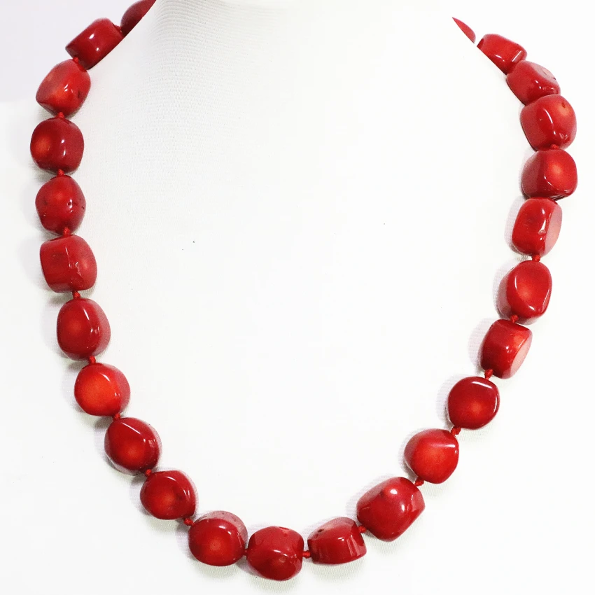 

Hot sale natural red coral irregular beads 9-13mm women necklace beauty wedding party high grade best gift jewelry 18inch B1473