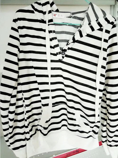

autumn 2021 fashion striped print button woman sweatshirt full pullovers hooded slim sheath comfortable sweatshirt