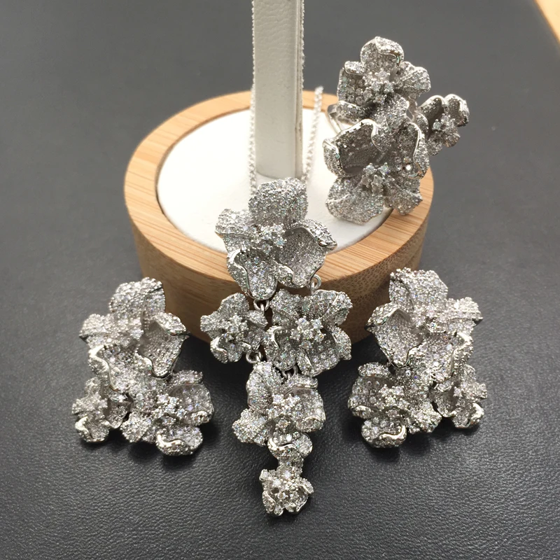 Набор ювелирных изделий Lanyika изящные цветы толпа полностью блестящее