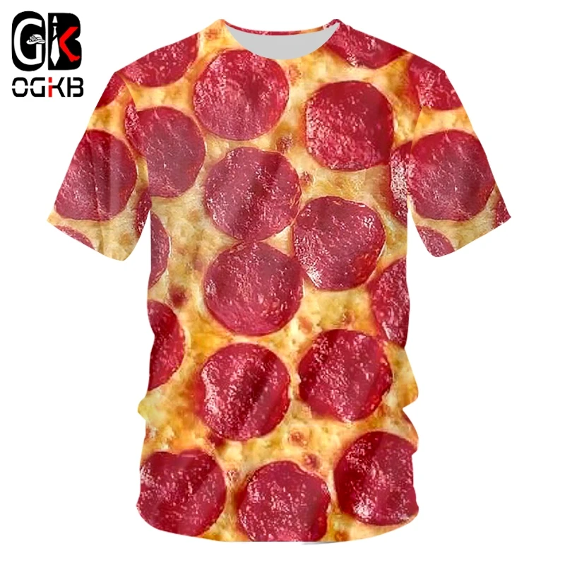 OGKB футболки Homme Новый короткий круглый горошек 3D футболка печать пиццы размера