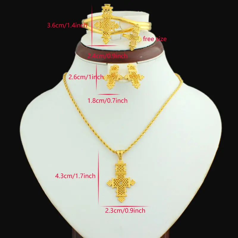 Комплект из колье и серёг с подвеской в виде креста|ethiopian jewelry|african womenwomen wedding |