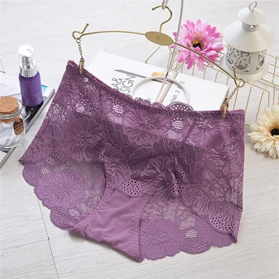Лаванда Новинка, ropa interior femenina, женские трусы, Линжери, плюс размер, 5XL, кружевное прозрачное сексуальное нижнее белье, женские трусики - Цвет: Лаванда