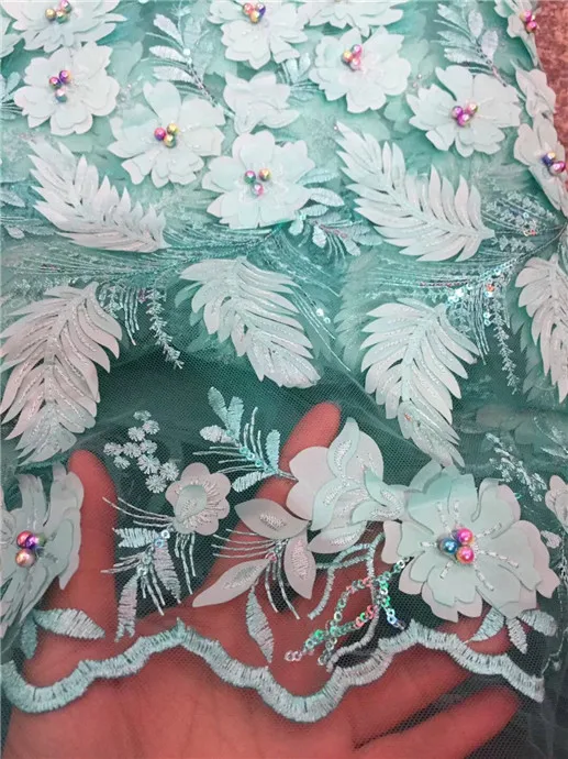 African Beaded Lace Fabric Sequins 2018 High Quality Material black French 3d Nigerian Tulle Mesh | Дом и сад