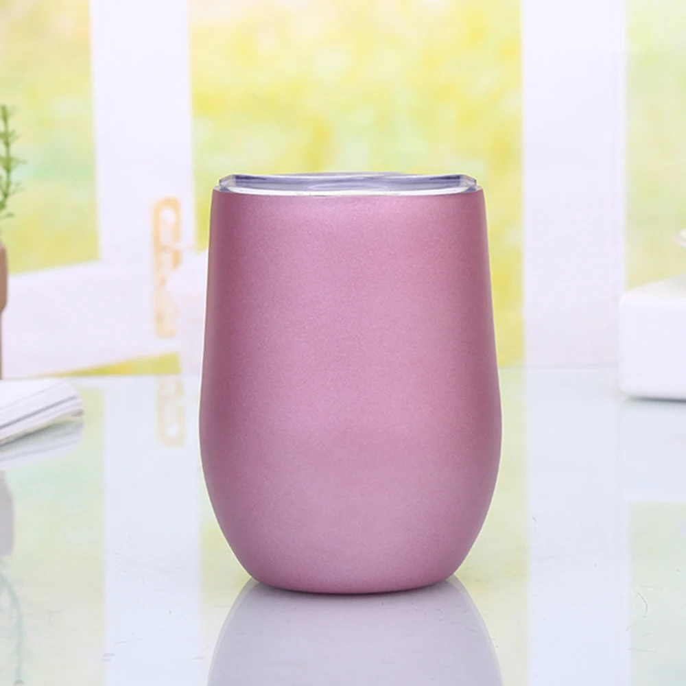 red pink 12 унций термос чашка кофе кружки нержавеющая сталь Stemless красное вино и коктейльные бокалы бар напиток пивная чашка - Цвет: red pink