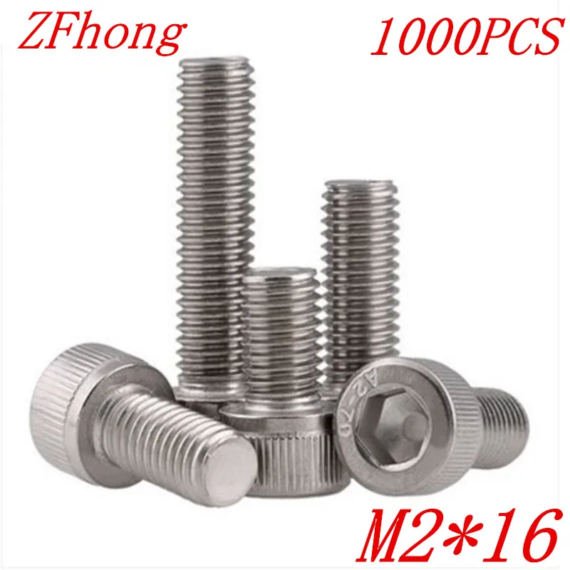 

1000PCS DIN912 m2*16 m2 x 16 stainless steel hex socket cap head screw