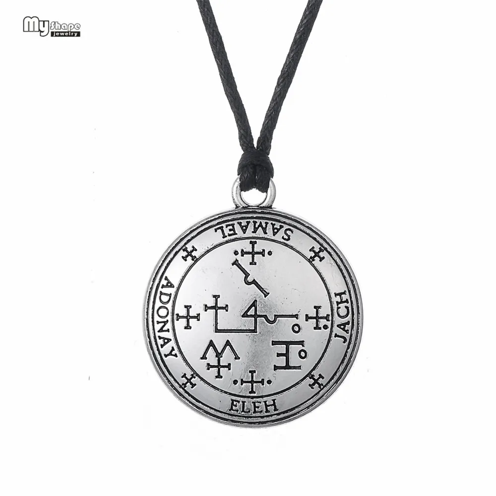 My Shape Joint Archangel Samael Enochian Talisman Pendant Statement Necklace Men Amulet Angel Necklaces for Women Wax Rope Chain | Украшения