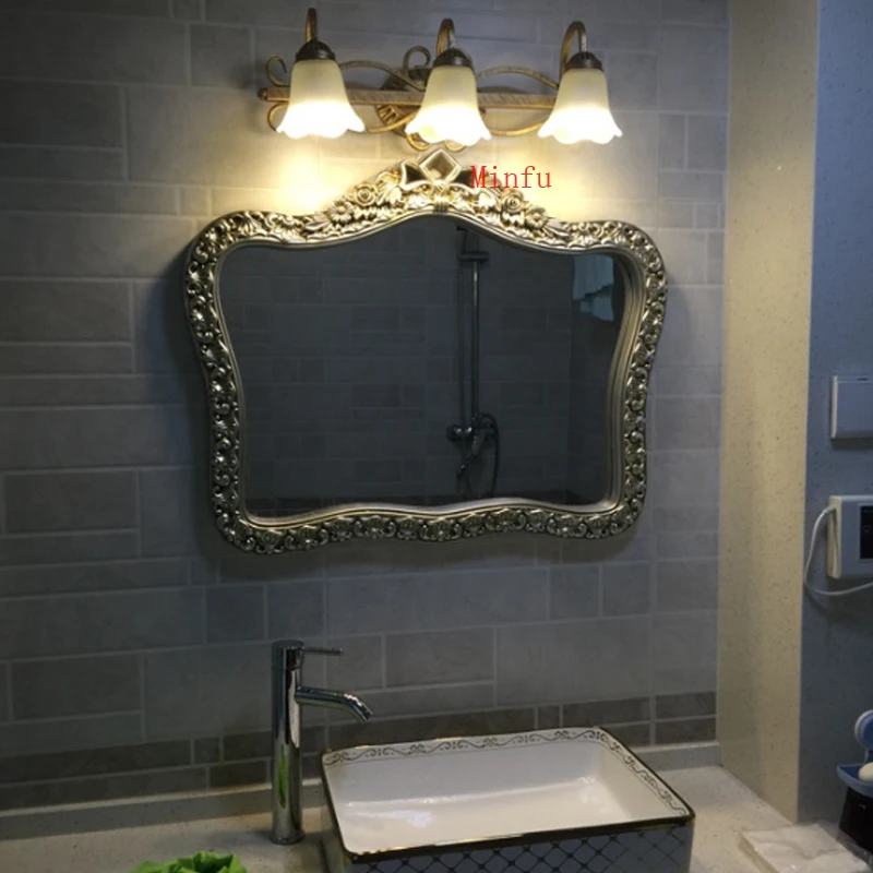 Гладить Стекло бра ванная комната, зеркало, лампа Туалетная комната restroom светодиодный водонепроницаемый суета легкий макияж комната спальня комод бра настенный брас антикварная бронза детская спальня с лампой