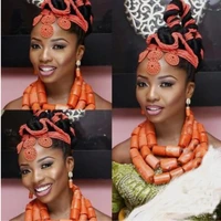 dudo african bridal jewelry set genuine luxury coral beads necklace set women big free shipping bracelet earrings and necklace