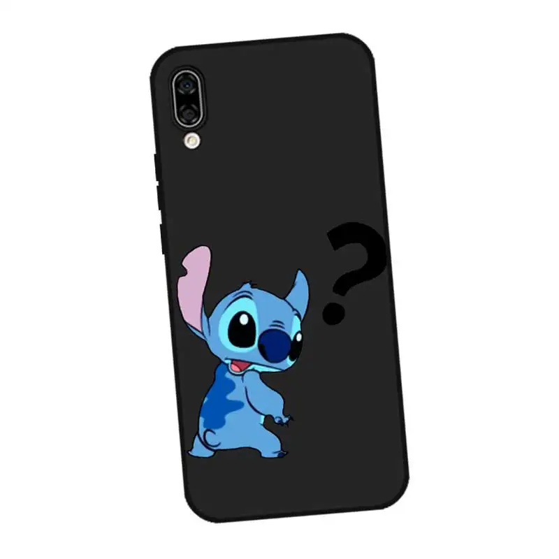 P211 Stitch Cute Black Silicone Case Cover For Huawei Honor 8C 8X 9 10 20i V10 V20 Note10 Max Lite Magic2 |