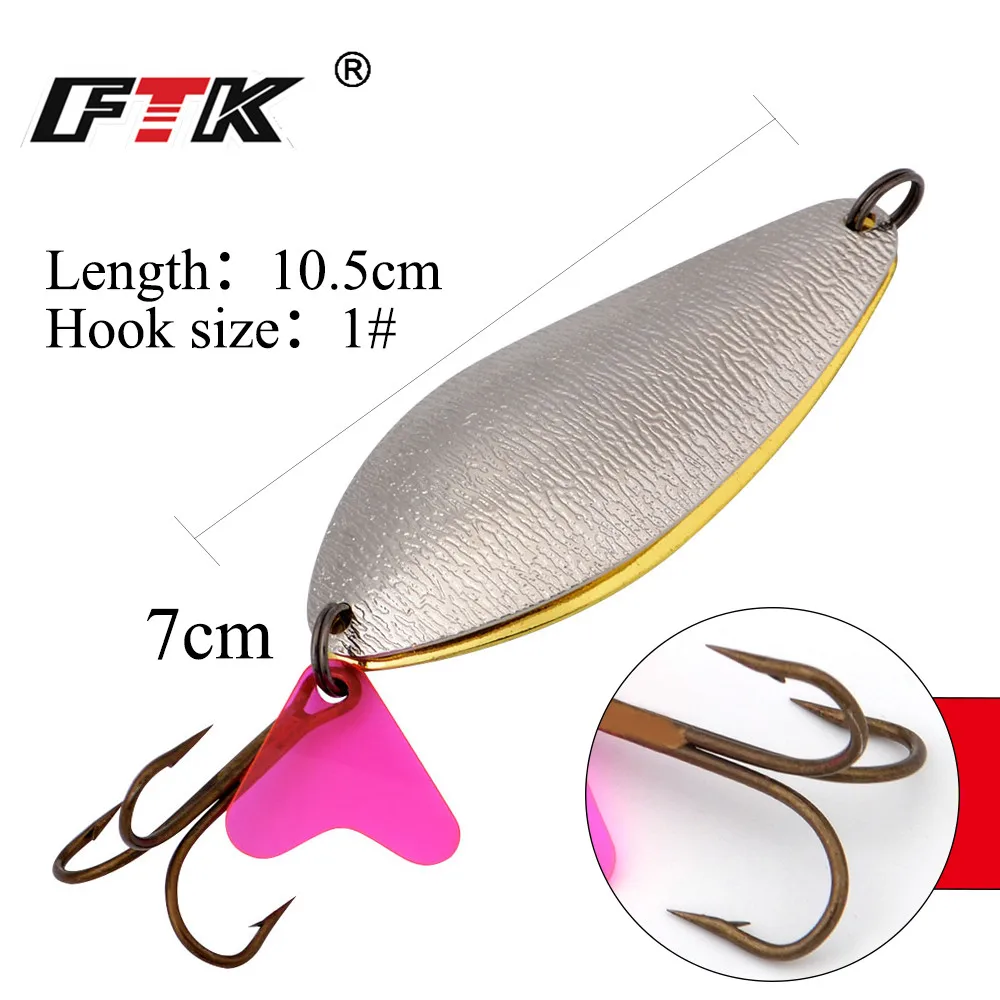 FTK Fishing Lure Spoon 1PC 7cm/24g With 1# Treble Hook Bass CrankBait Crank Bait Pesca Tackle | Спорт и развлечения