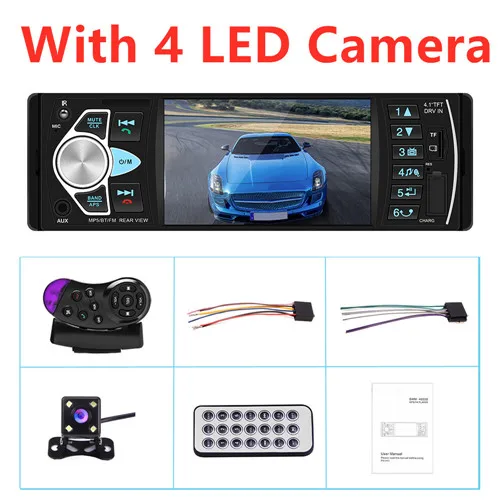 With 4 LED Camera Camecho 1 Din " автомагнитолы 4022d FM радио авто аудио стерео Bluetooth Авторадио Поддержка камеры заднего вида AUX TF USB Indash - Цвет: With 4 LED Camera