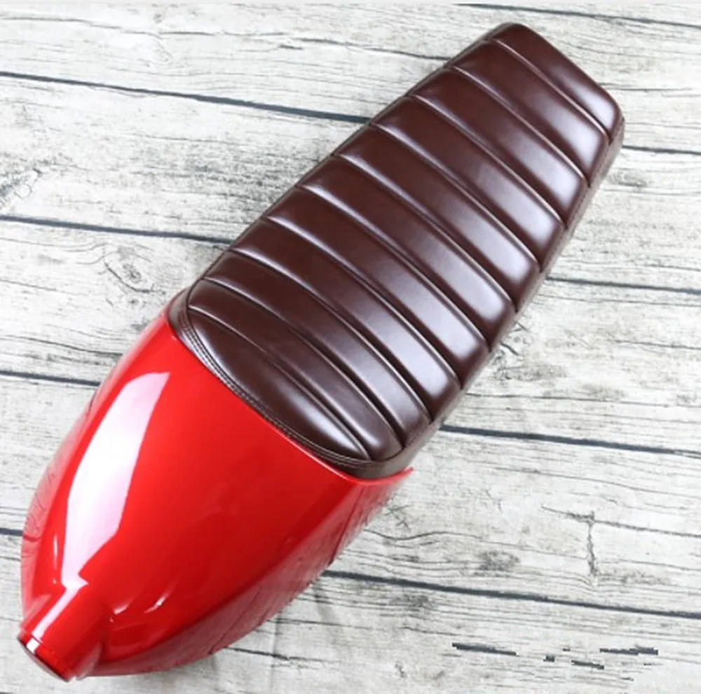 Универсальное винтажное кожаное сиденье для мотоцикла с крышкой и задним