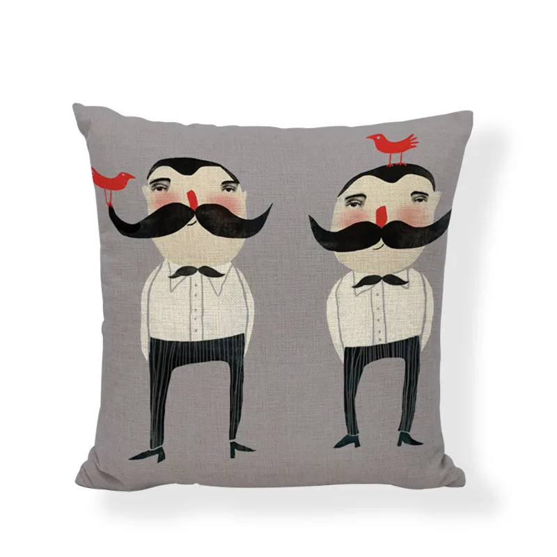 Прекрасный джентльмен наволочка надписью Smile и Будьте счастливы 43*43 см для ухода