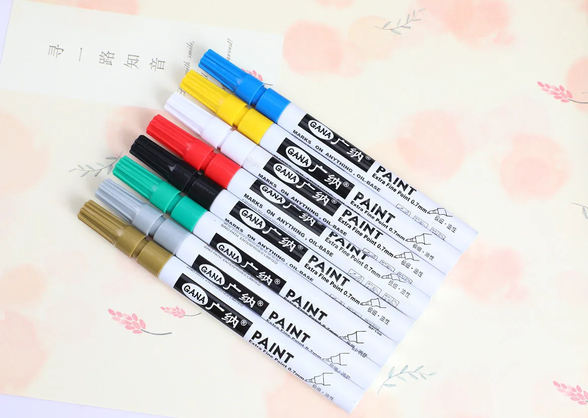 0.7mm Oily Car Tyre Tire Tread marker pen Waterproof Permanent Color match paint pen white marker pen black card graffiti pen