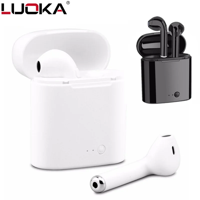 Беспроводные bluetooth-наушники LUOKA i7 i7s TWS, музыкальные наушники-вкладыши, набор стереогарнитур для iphone X 6 7 8 samsung Xiaomi