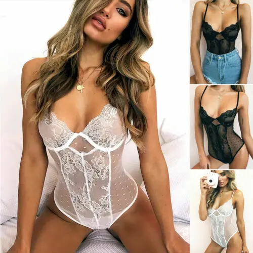 HIRIGIN женское сексуальное нижнее белье Тедди Babydoll пуш ап Кружевное боди стринги