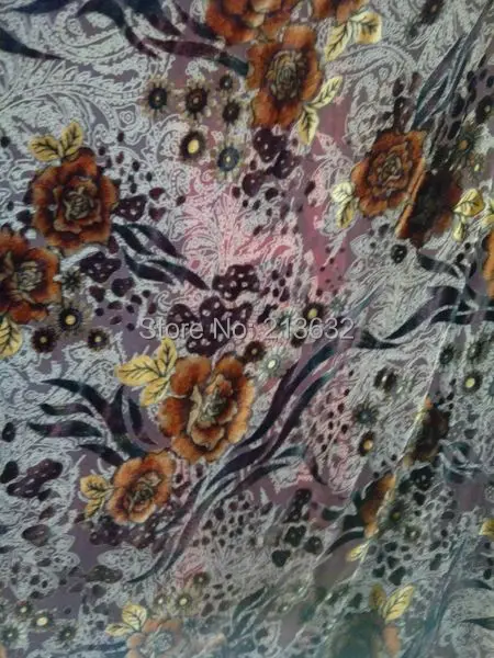 Бархатные ткани с двойной вышивкой вырезами серо-оранжевого цвета - купить по