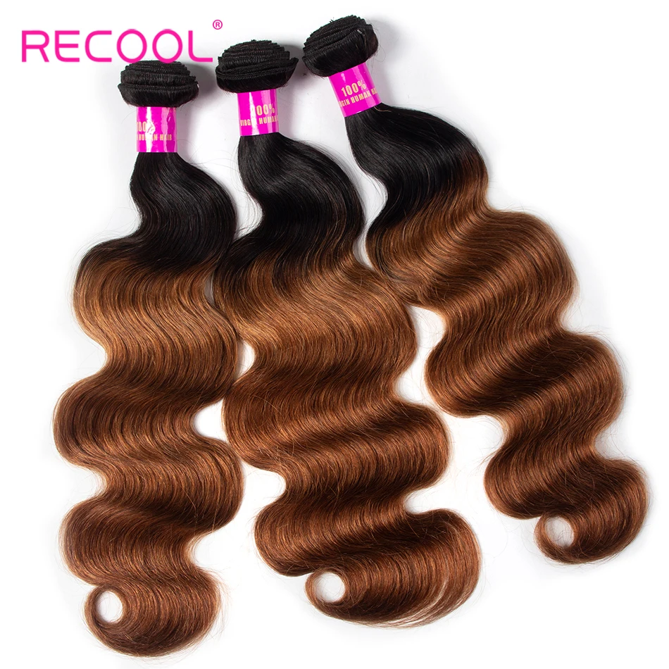 Recool волосы бразильские волосы Weave Связки средства ухода за кожей волна 1B 30 пучки волос "омбре" Remy человеческие волосы 3 Связки