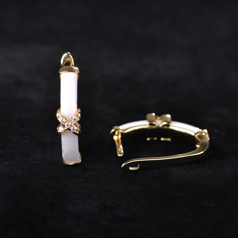 Dazz бижутерия из керамики набор сережек кольца белая керамика Aretes AAA циркон буквы X