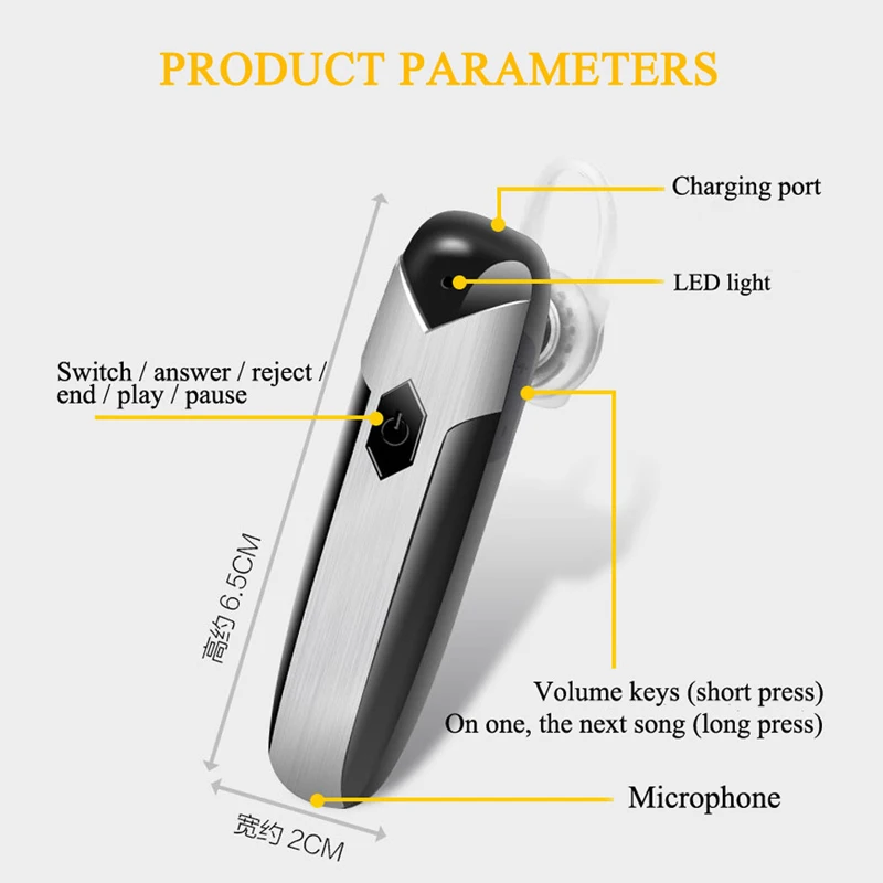 DUSZAKE Z8 Bluetooth Wireless Headset For Xiaomi Phone Handsfree Earphone with Mic for Moblie | Электроника