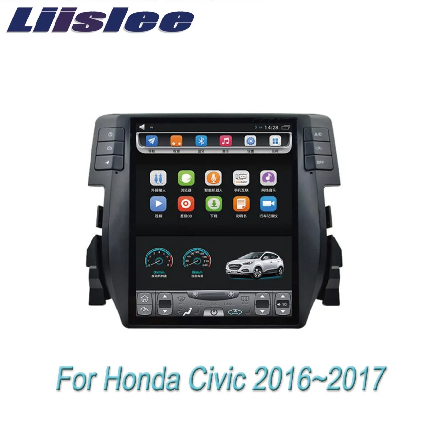 Liislee 2 din Android для Honda Civic~ большой экран Автомобильный мультимедийный плеер gps навигация Видео Радио-зеркальная связь