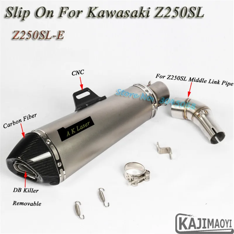 Z250 z300 мотоцикл полный Системы выхлопных газов Изменение среднего звена трубы мото глушитель Slip-On для Kawasaki 250R ниндзя 250/300 z250sl