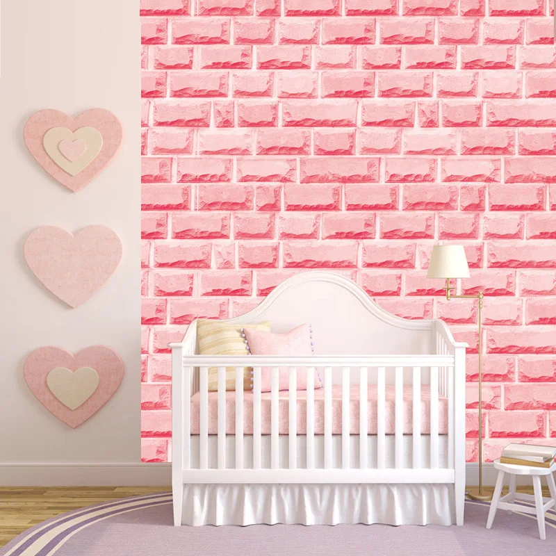 4.5M2 современные розовые кирпичные обои 3D Дамасские лепестки Murales самоклеющиеся