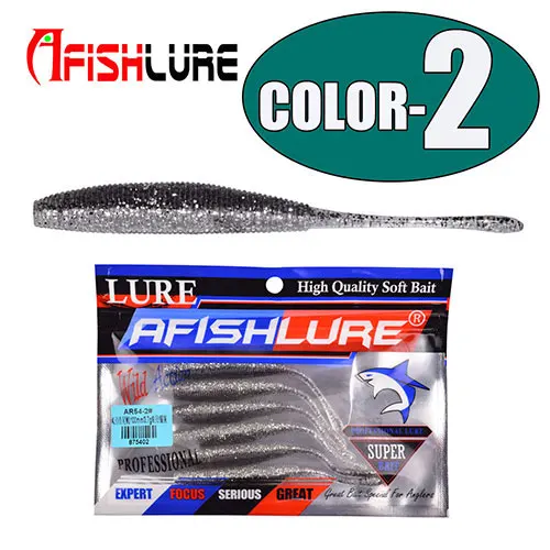 Color2 Afishlure Свинг червяк приманка для рыбалки прямой хвост мягкая имитация червя Grubs 100 мм/3,7 г Maggot мягкая плавающая приманка 6 шт./лот - Цвет: Color2