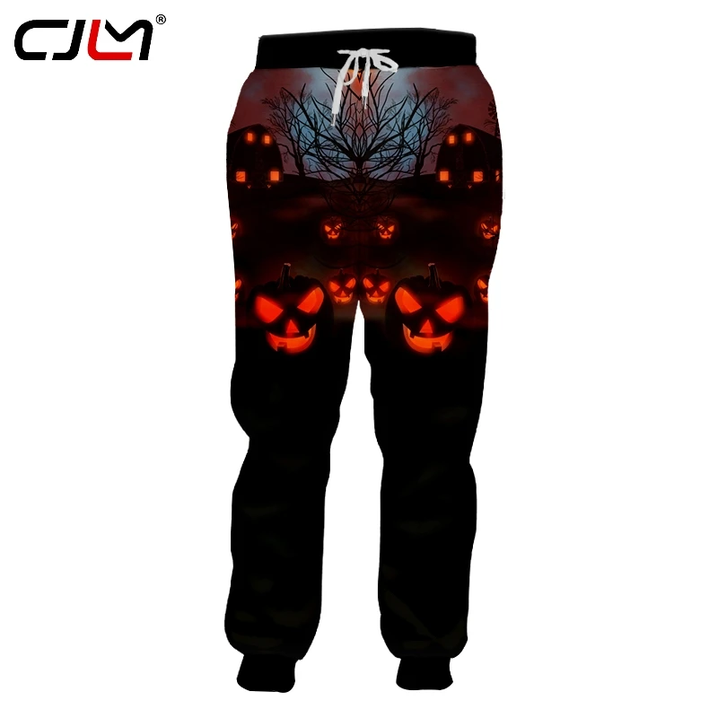 Спортивные штаны для Хэллоуина CJLM Мужские с 3D принтом красными глазами и тыквами