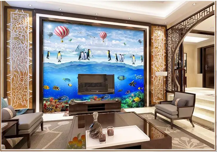 3d обои на заказ High end фрески для стен 3 D с изображением подводного мира