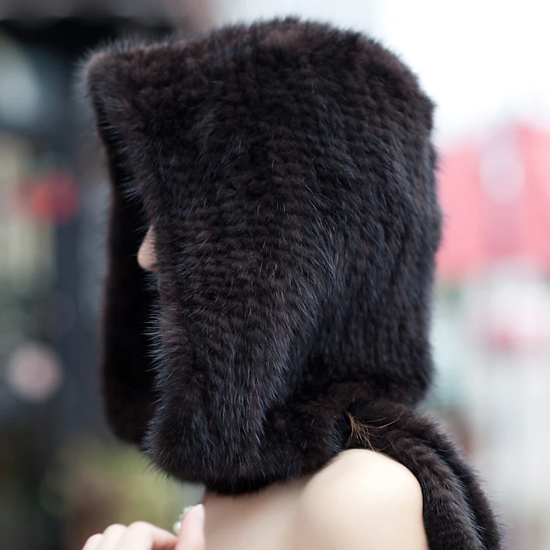 2018 зимний термальный норковый меховой шарф женский волос вязаная шапка цельный