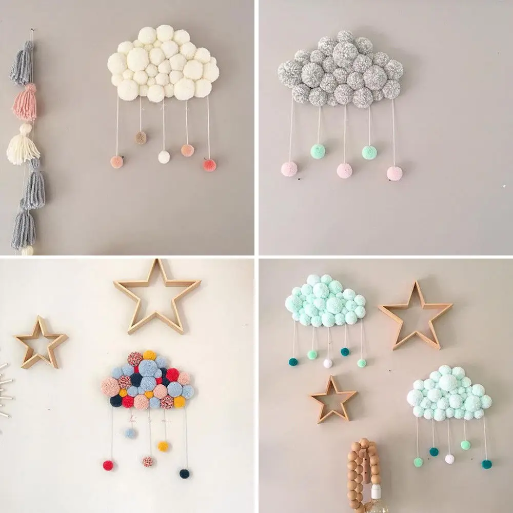 Модные Стиль стены дома висит шар подвесной орнамент плюшевый мяч Girl Room Decor