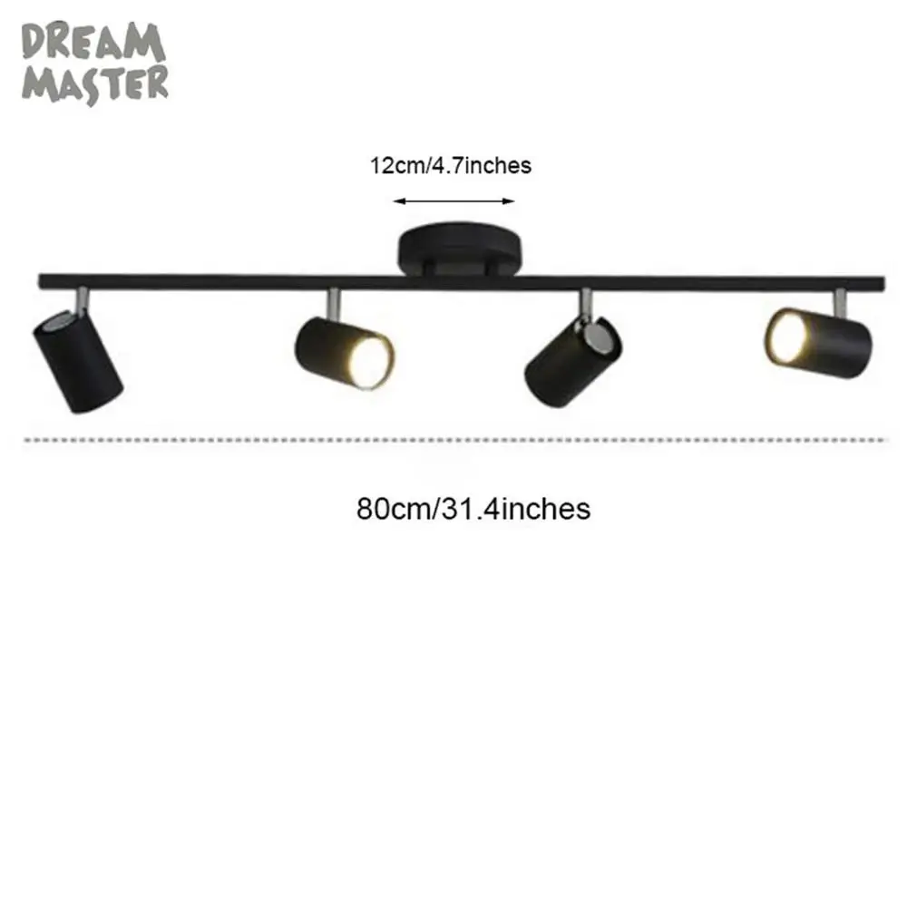 black 4-light Промышленный GU10 светодиодный Трековый светильник, регулируемый светодиодный Трековый светильник, современный черно-белый рельсовый Точечный светильник s, 1 2 3 4 5 6 Трековый светильник - Испускаемый цвет: black 4-light