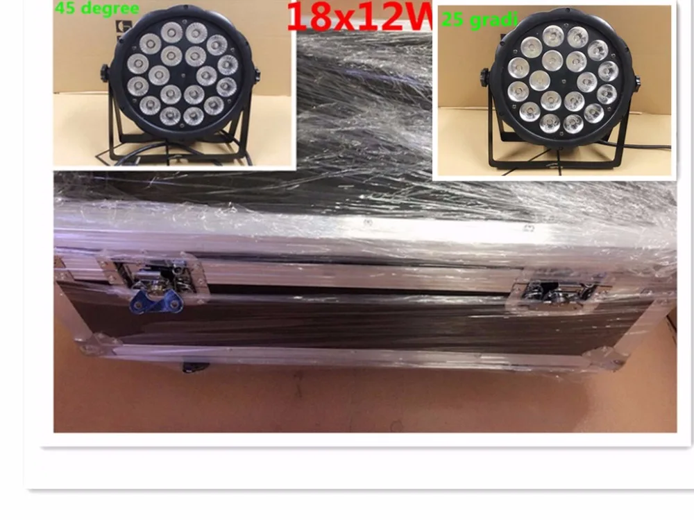 12 pz LED Par Luce 18x12 W + flightcase RGBW 4 в 1 di Lusso DMX Led Flat Luci dj|Эффект освещения сцены| |