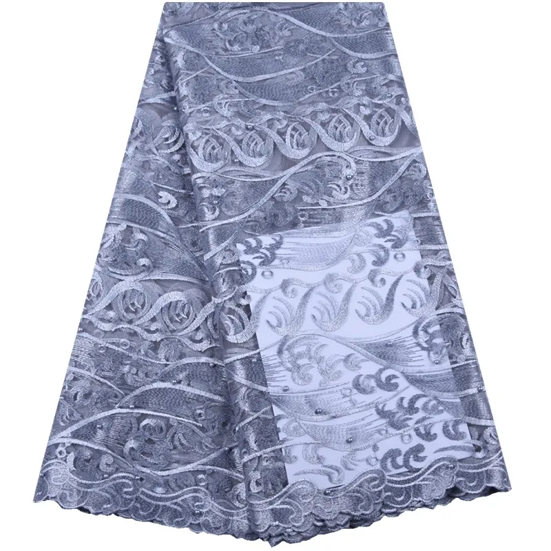 Новейшие Серые Африканские кружева ткань 2019 нигерийские с камнями высокое