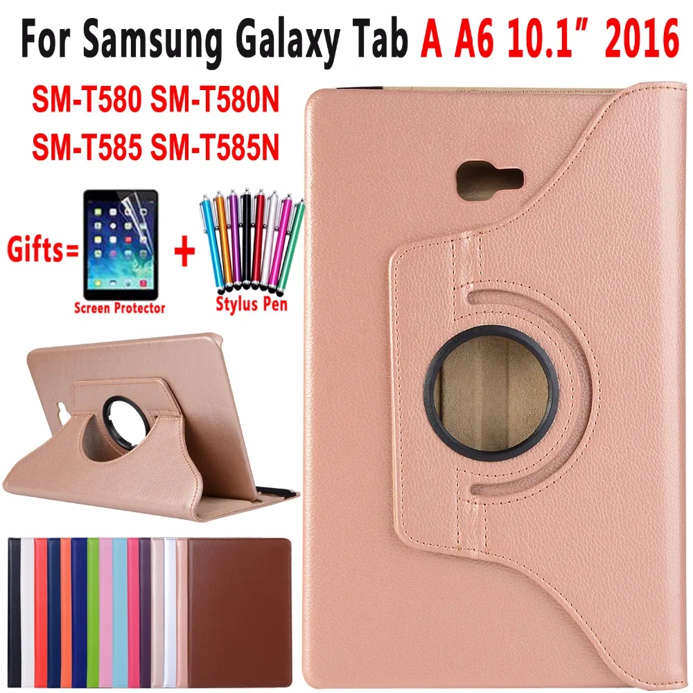 Вращающийся на 360 Градусов Кожаный чехол для Samsung Galaxy Tab A 10 1 2016 A6 T580 T585 T585N SM
