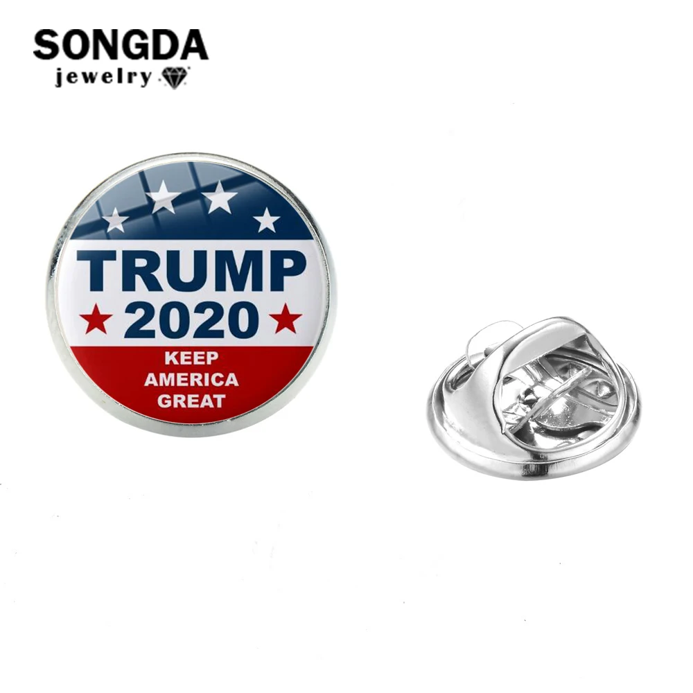 SONGDA Трамп 2020 большая брошь Keep America памятный подарок Дональд посеребренное стекло