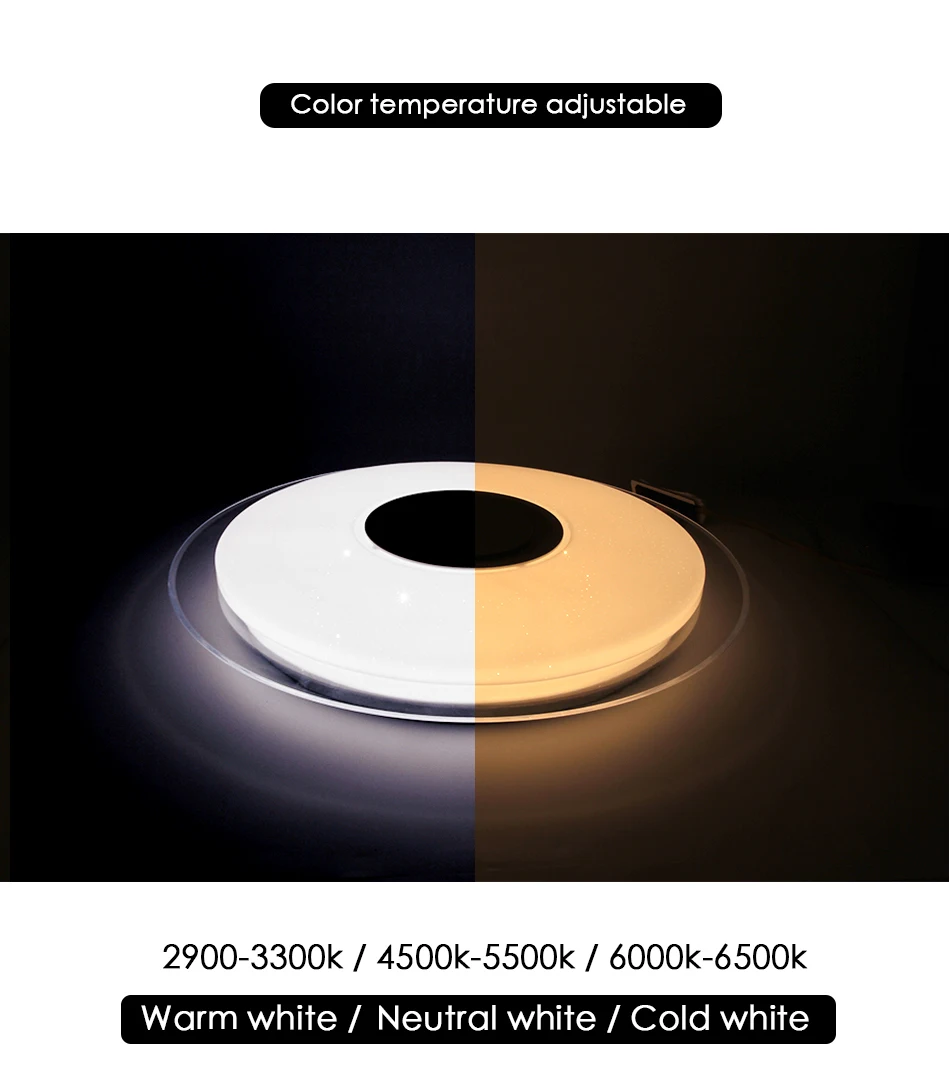 RGB светодиодный потолочный светильник с регулируемой яркостью, Bluetooth, музыкальная лампа, 220 В, дистанционное управление, умное освещение динамиков вечерние, для спальни, гостиной, 36 Вт, 40 Вт