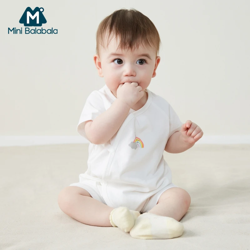 Летние комбинезоны Mini balabalaBaby хлопковые тонкие с короткими рукавами для