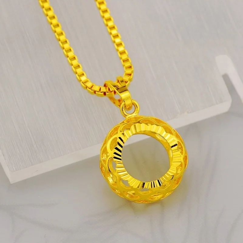 Ожерелье OMHXZJ из желтого золота 24 карата с подвеской в европейском стиле | Шармы