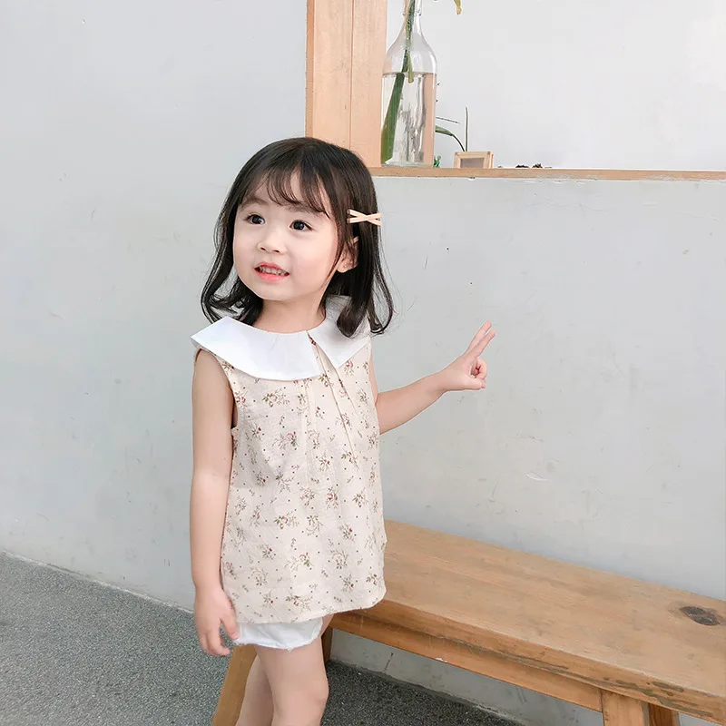 Новое поступление летних хлопковых мини-Платьев без рукавов с цветочным принтом